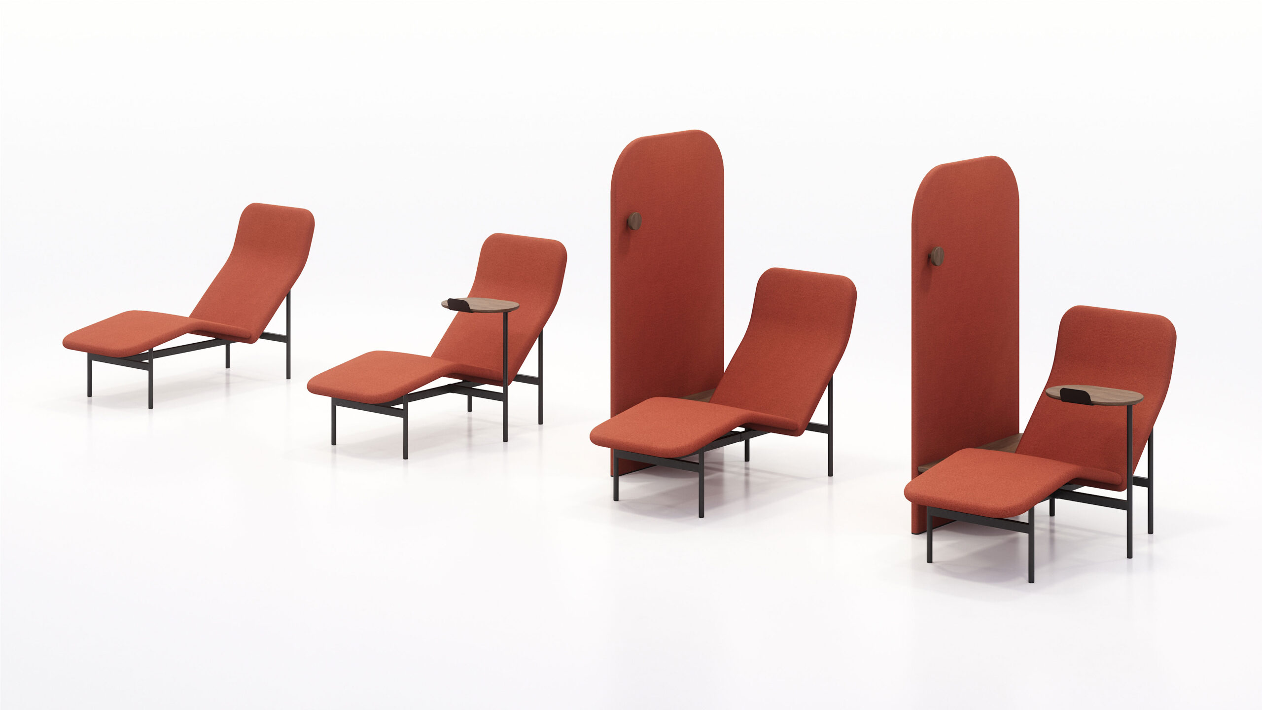 Line up of Avalon chaise lounge design